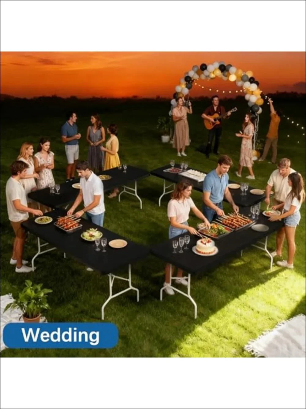 6FT Spandex Table Cloth 6 Pack Fitted Tablecloth Stretch Cover
